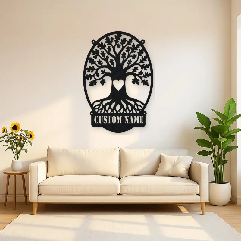 Personalized Oak Tree Metal Wall Art with Heart