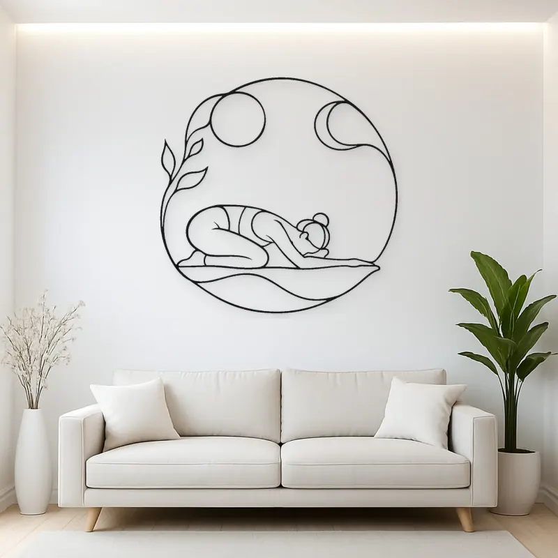 Child Pose Calm Metal Wall Art | Yoga and Meditation Wall Decor