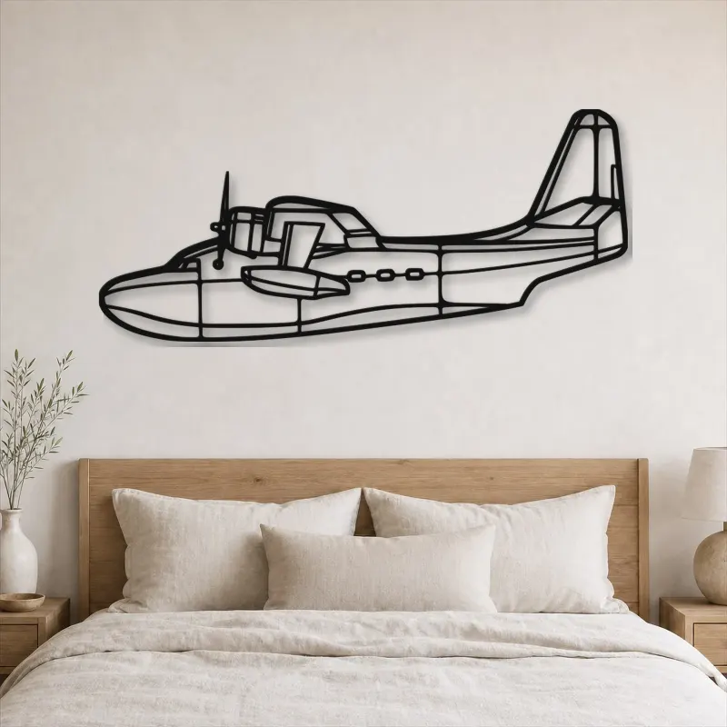 Insegna in metallo silhouette aereo HU-16B Albatross, Silhouette di aerei in metallo, Decorazione murale aviatore