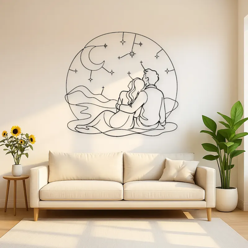 Stargazing Lovers Metal Wall Art | Romantic Couple Decor