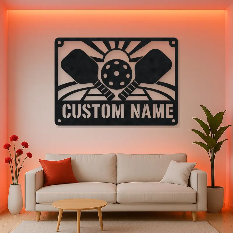 Personalized Pickleball Metal Wall Art with Sunrise Court