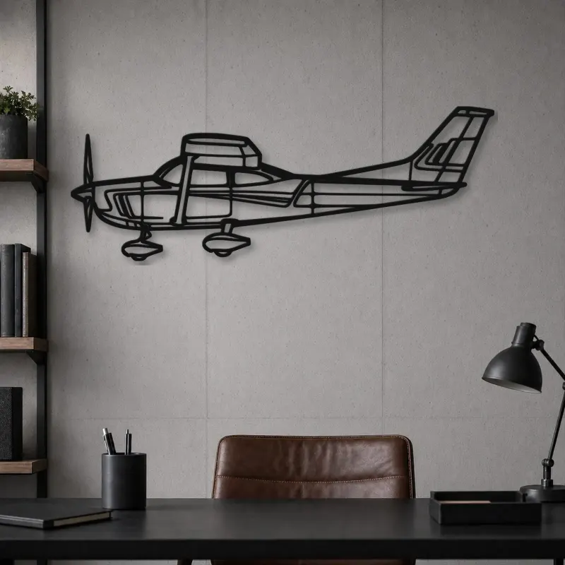 Silhouette en métal d'avion C182, Décoration murale en métal, Décor aéronautique, Cadeau pour aviateur
