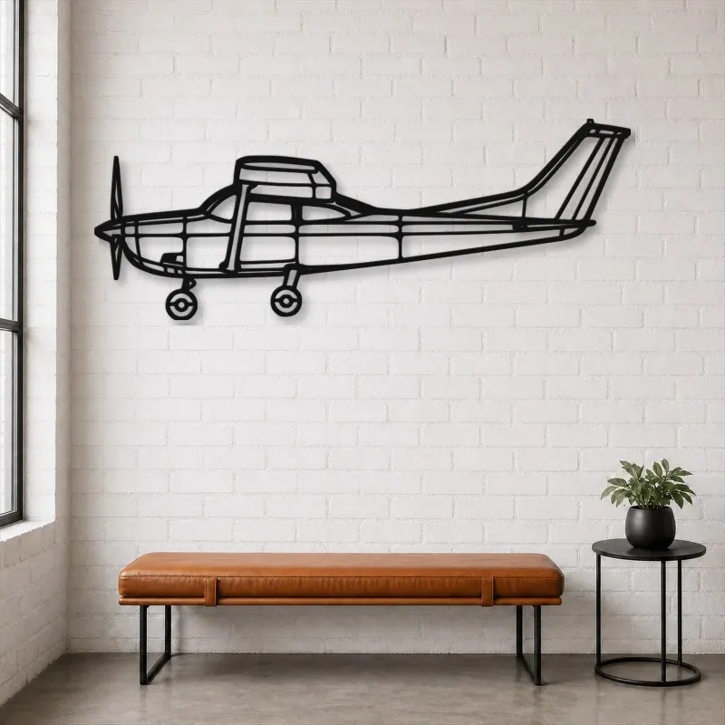 Silhouette d'avion en métal 182H Skylane, Décoration murale en métal, Décor aéronautique, Décorateur aviateur