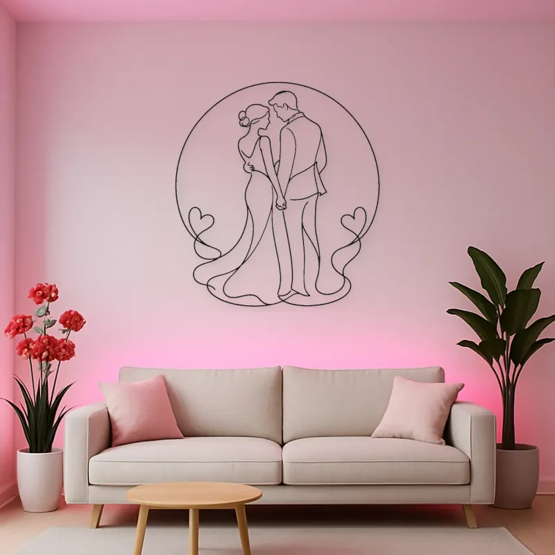 Hand in Hand Silhouette Metal Wall Art | Romantic Couple Decor