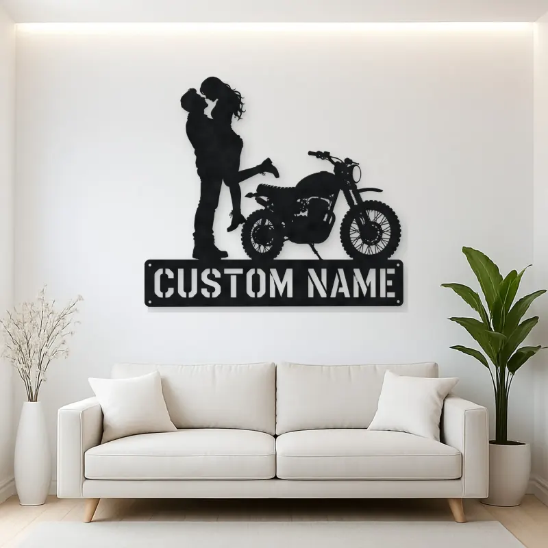 Personalized Dirt Bike Lifted Couple Metal Wall Art