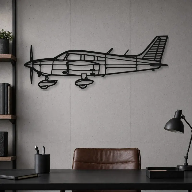 Silhouette d'avion PA-28-180 Cherokee Archer en métal, Décoration murale en métal, Décor aéronautique, Décor d'aviation