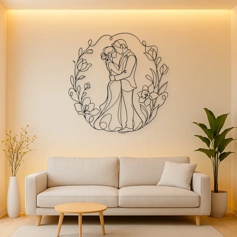 Spring Flower Couple Metal Wall Art | Romantic Couple Decor