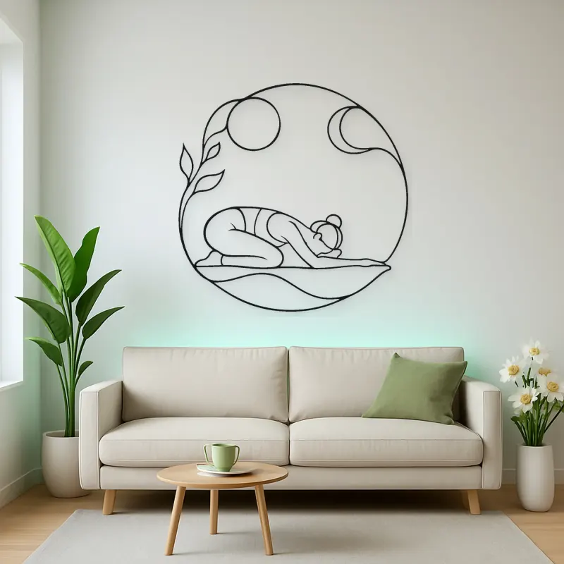 Child Pose Calm Metal Wall Art | Yoga and Meditation Wall Decor