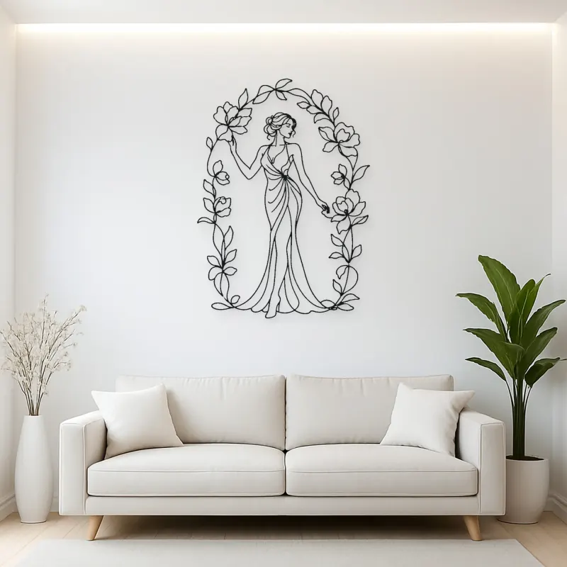 Floral Arch Woman Metal Wall Art | Botanical Woman Wall Decor