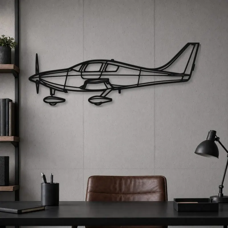 Insegna in metallo silhouette dell'aereo Columbia 350, Silhouette di aerei in metallo, Decorazione murale aviazione, Decorazione per aviatori