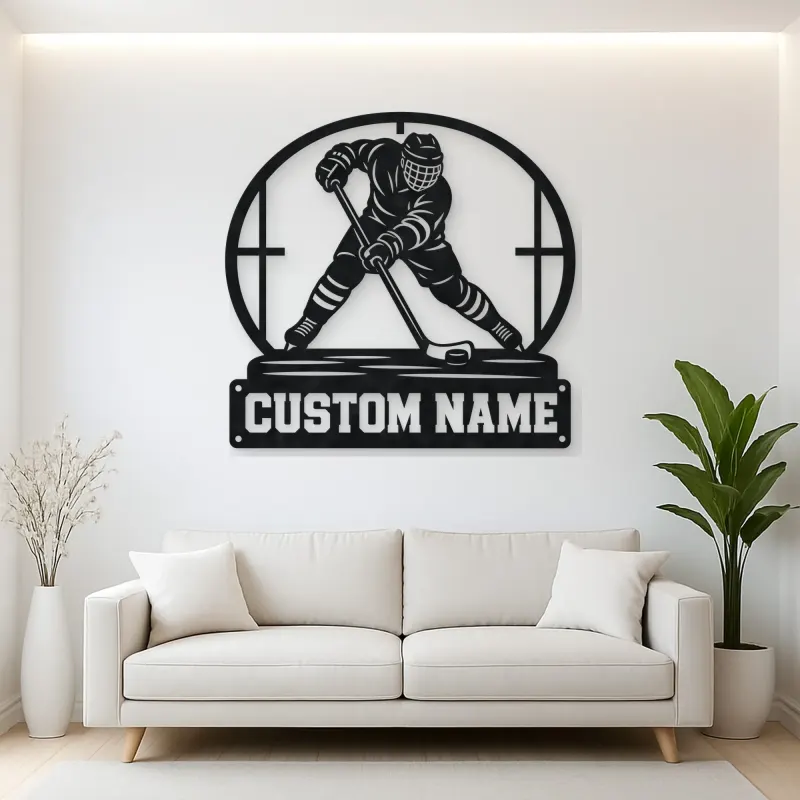 Personalized Ice Hockey Player Metal Wall Art