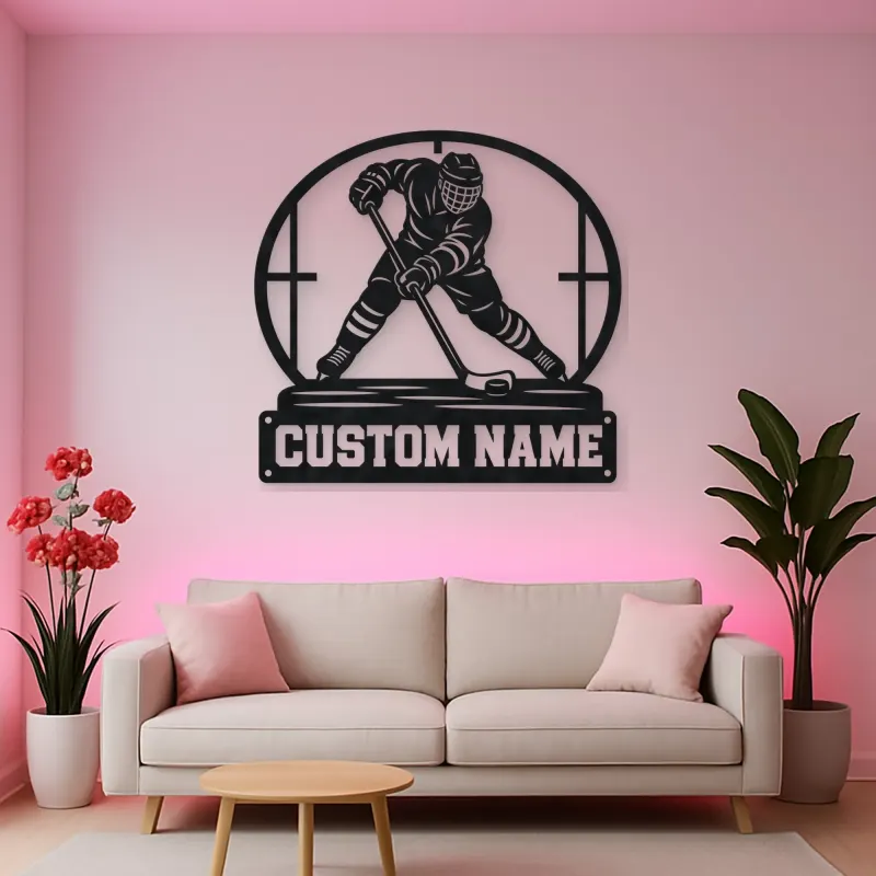 Personalized Ice Hockey Player Metal Wall Art