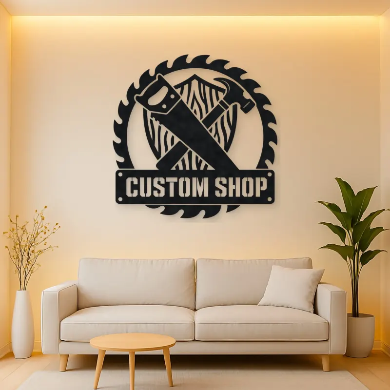 Personalized Woodworker Tools Metal Wall Art with Saw Blade