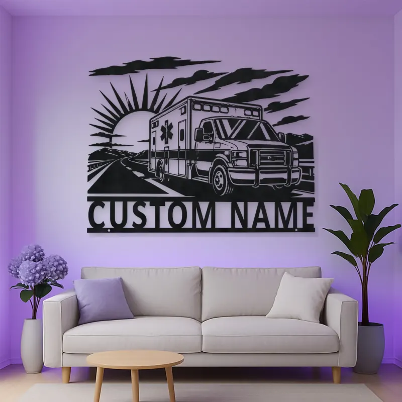 Personalized Sunrise Ambulance Highway Metal Wall Art