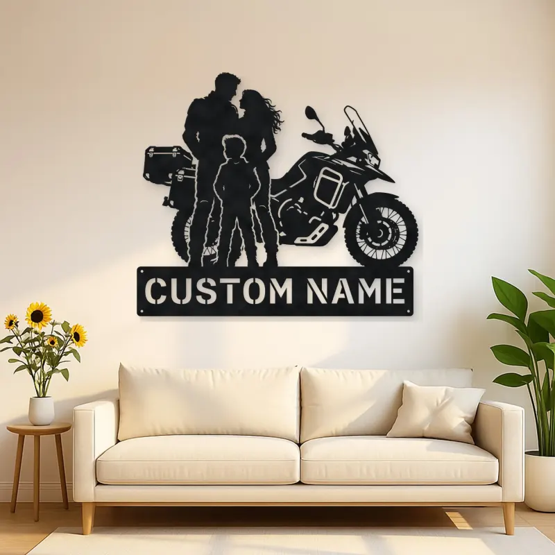 Personalized Adventure Motorcycle Family Metal Wall Art