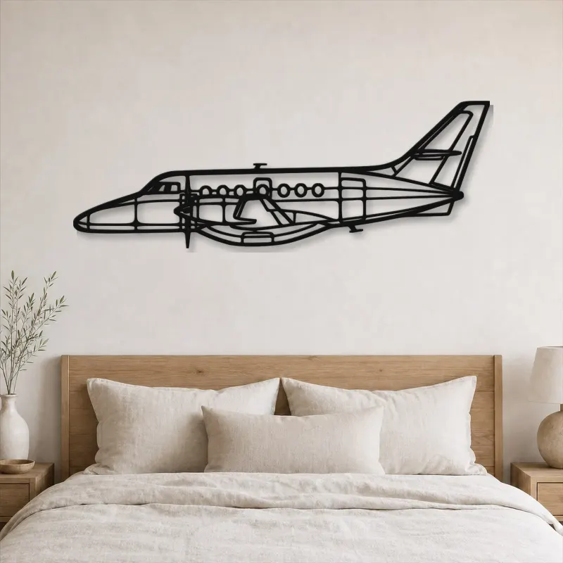 Insegna in metallo silhouette aereo Jetstream 32, Silhouette aereo in metallo, Decorazione parete aviazione, Decorazione per aviatori