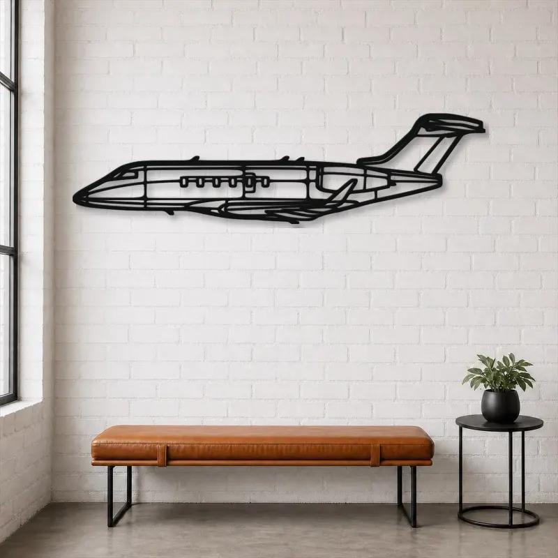 Silhouette en métal d'avion Challenger 350, Décoration murale en métal, Décor aéronautique, Cadeau pour aviateur
