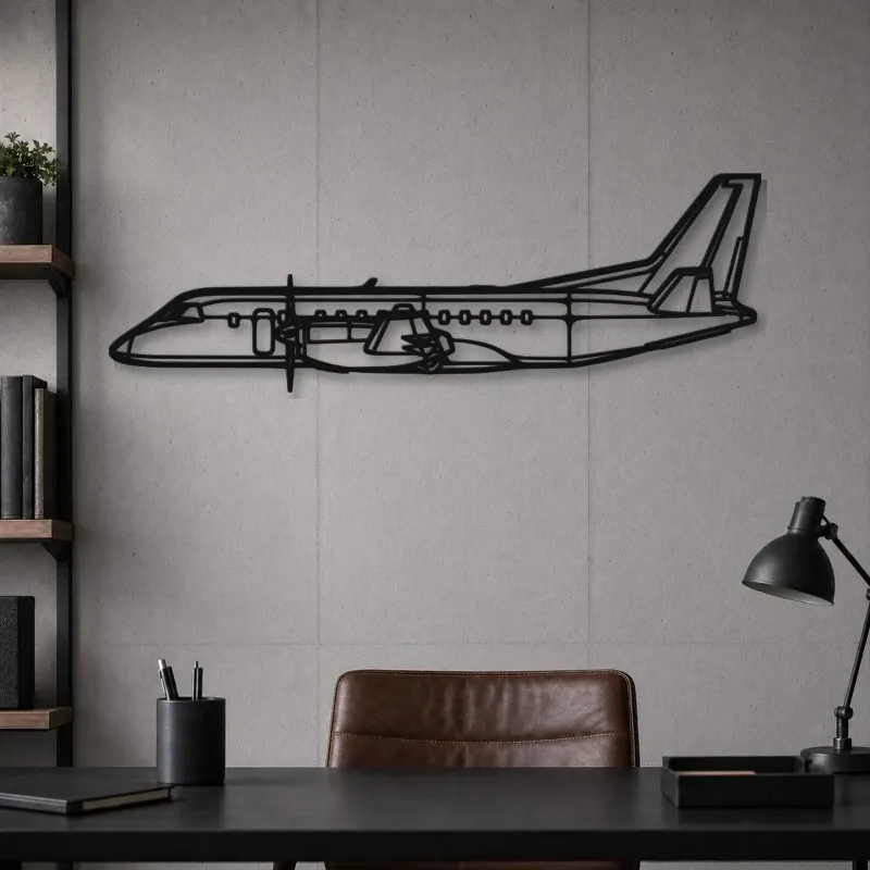 Silhouette en métal d'avion 340B Plus, décoration murale en métal, décoration aéronautique, cadeau pour pilote