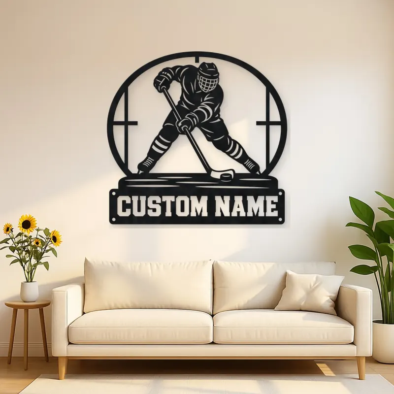 Personalized Ice Hockey Player Metal Wall Art