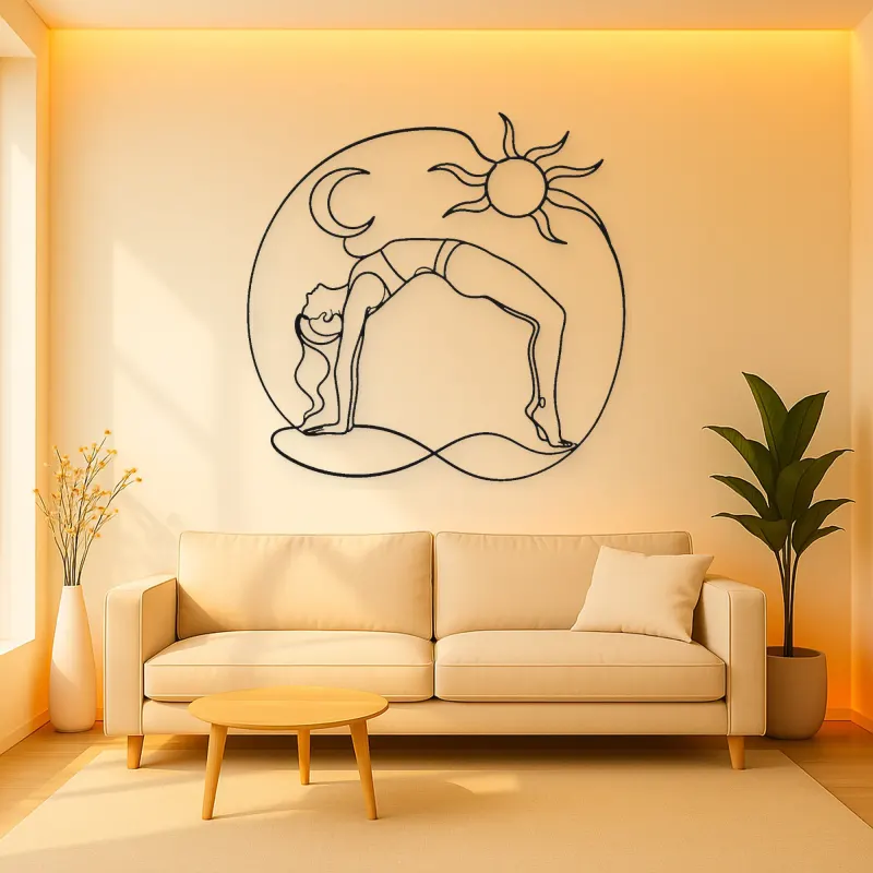 Wheel Pose Energy Metal Wall Art | Yoga and Meditation Wall Decor