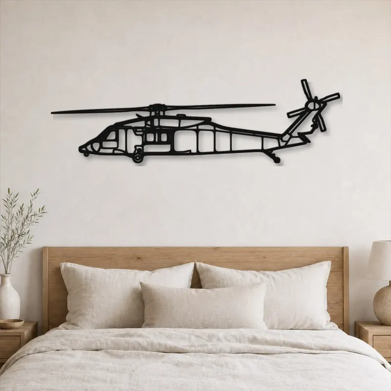 Silhouette d'avion HH-60M en métal, Décoration murale aéronautique