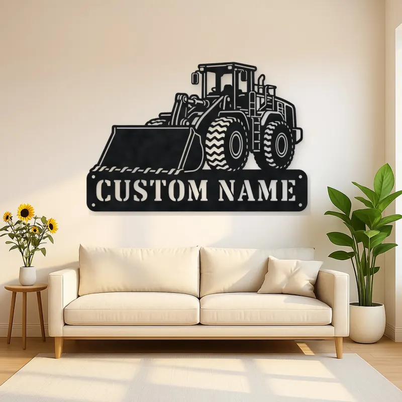 Personalized Large Wheel Loader Front Bucket Metal Wall Art