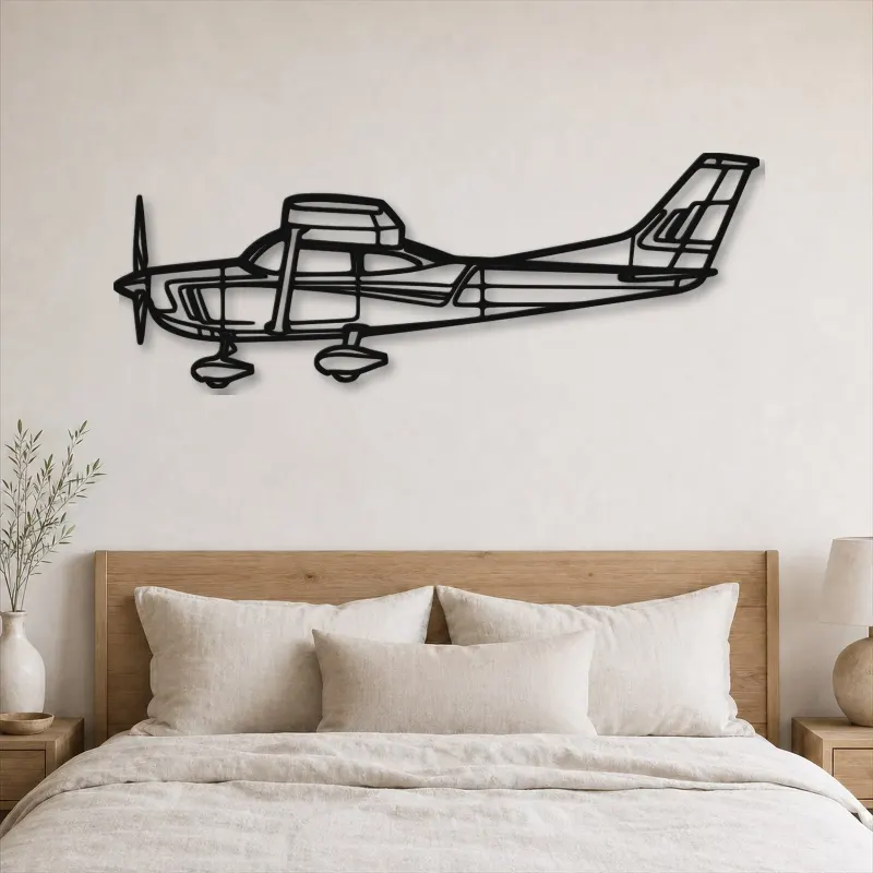 Silhouette en métal d'avion C182, Décoration murale en métal, Décor aéronautique, Cadeau pour aviateur