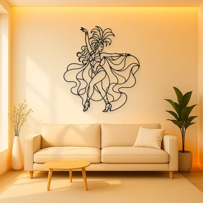 Samba Carnival Pose Metal Wall Art | Dance Silhouette Wall Decor