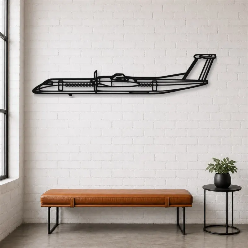 Silhouette d'avion Dash 8 Q400 en métal, Décoration murale aéronautique