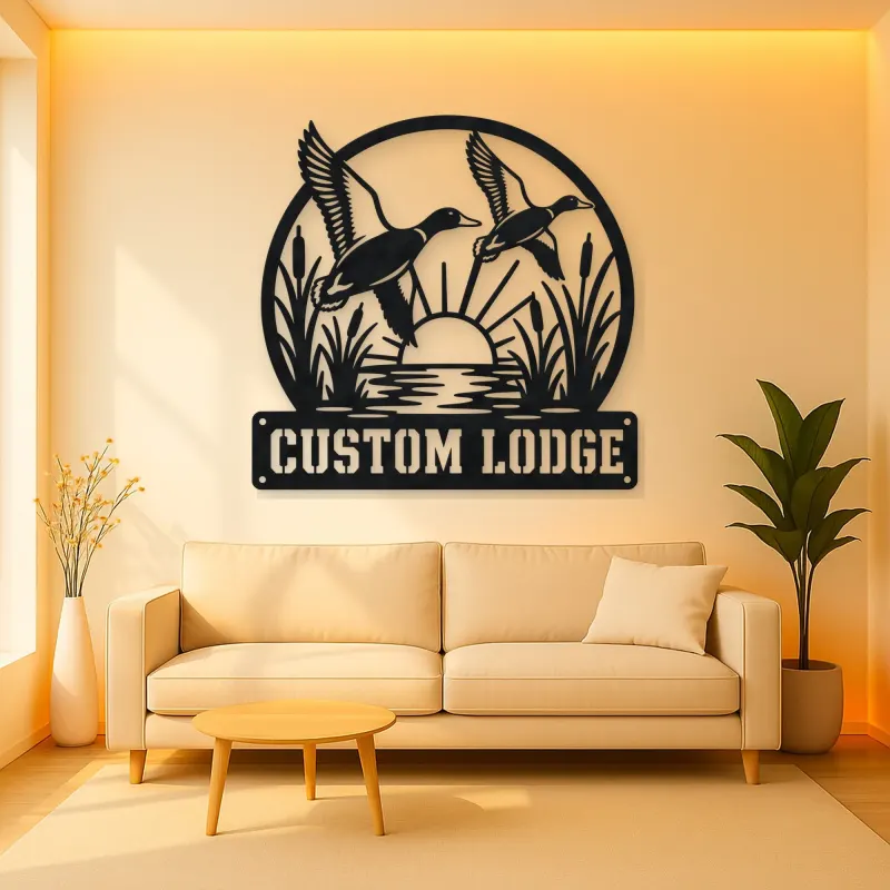 Personalized Flying Ducks Metal Wall Art for Hunting Lodge