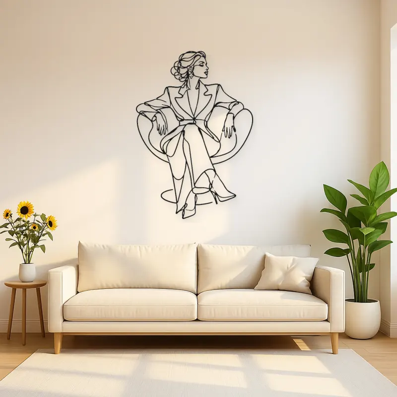 Seated Couture Pose Metal Wall Art | Fashion Figure Wall Decor