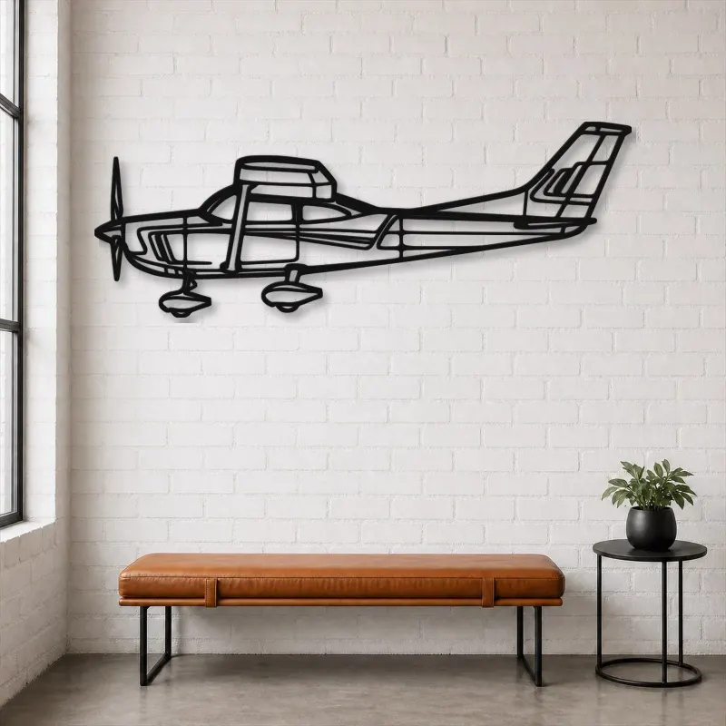Silhouette en métal d'avion C182, Décoration murale en métal, Décor aéronautique, Cadeau pour aviateur