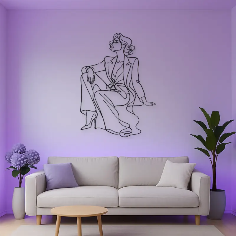 Seated Runway Muse Metal Wall Art | Fashion Figure Wall Decor