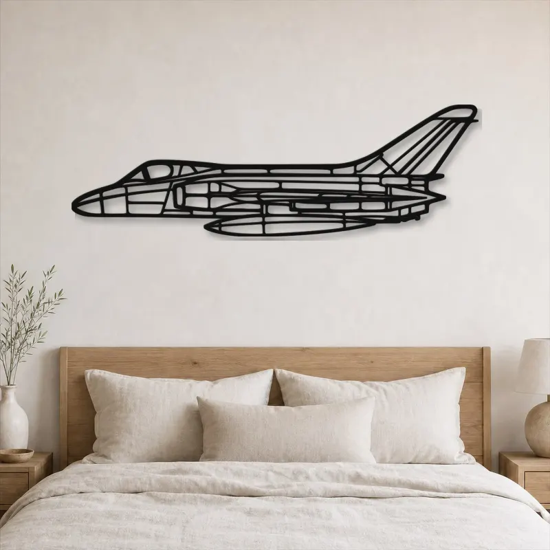 Silhouette d'avion F4D Skyray en métal, Décoration murale en métal, Décor aéronautique, Décor d'aviation