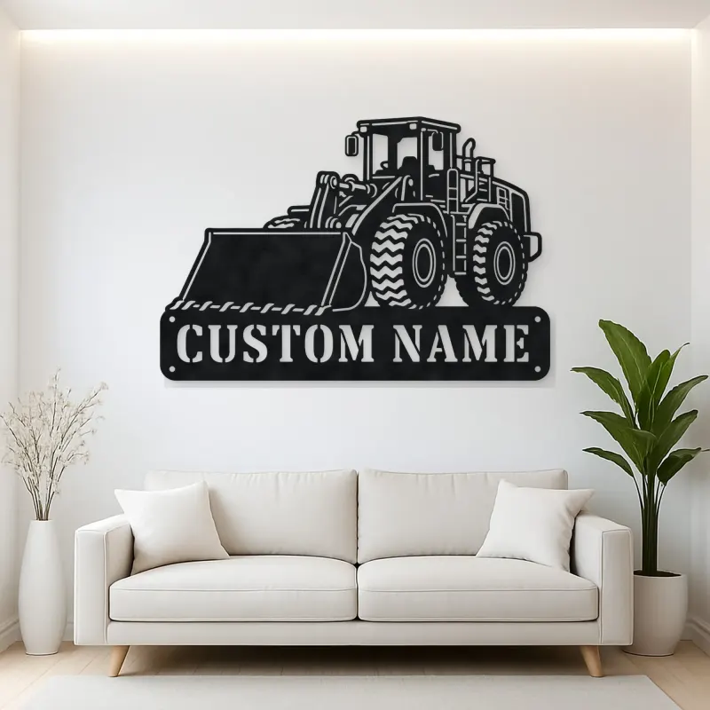 Personalized Large Wheel Loader Front Bucket Metal Wall Art