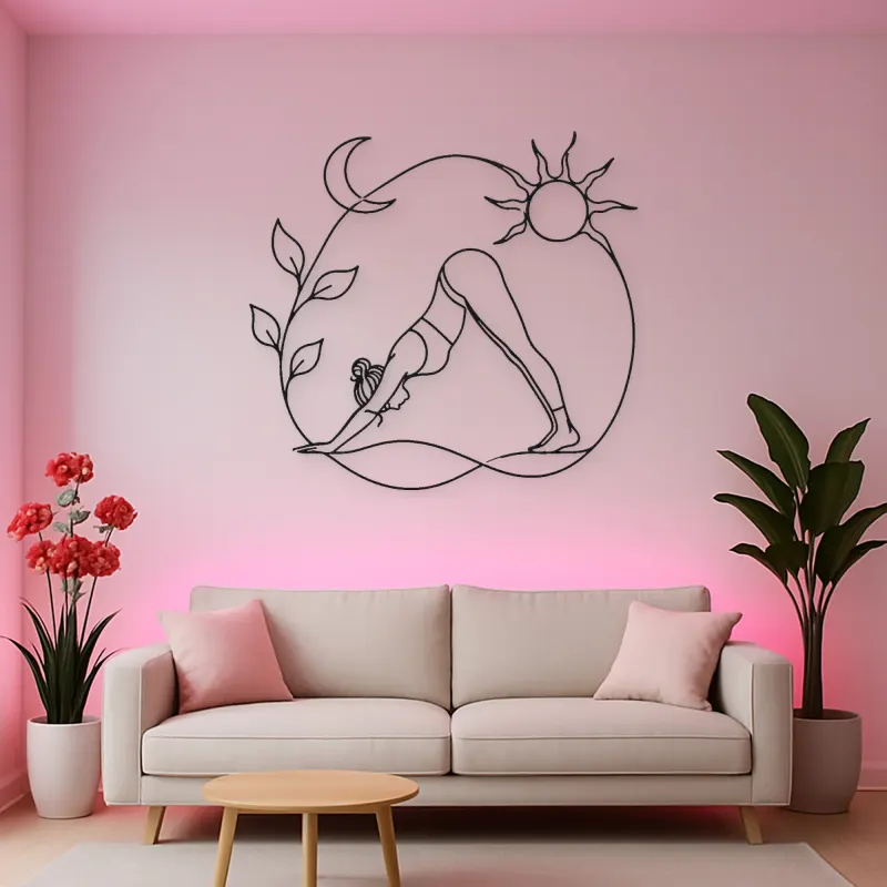 Downward Dog Line Metal Wall Art | Yoga and Meditation Wall Decor