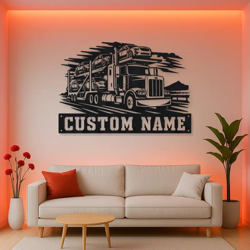 Personalized Car Carrier Semi Truck Metal Wall Art