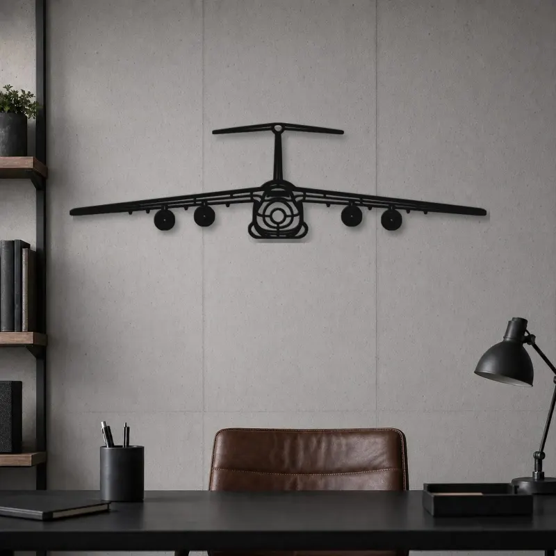 Silhouette en métal d'avion C-5 Galaxy Front, Décoration murale en métal, Décor aéronautique, Cadeau pour aviateur