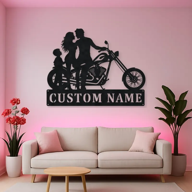 Personalized Chopper Family of Three Metal Wall Art
