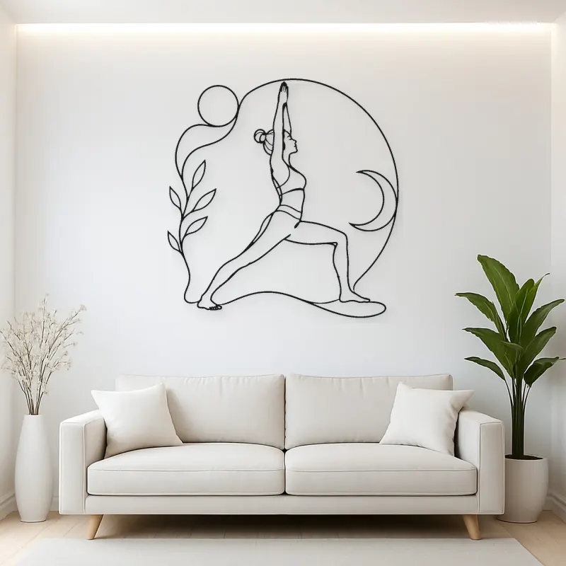 Warrior One Strength Metal Wall Art | Yoga and Meditation Wall Decor