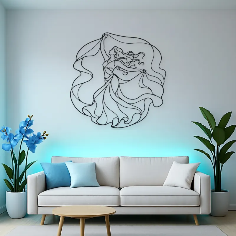 Oriental Dance Veil Metal Wall Art | Dance Silhouette Wall Decor