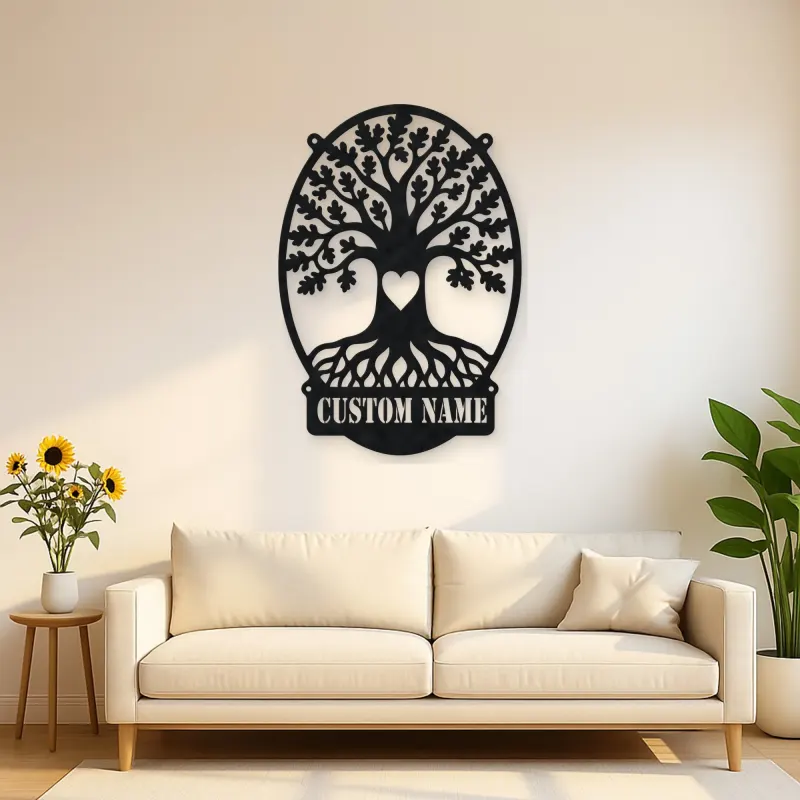 Personalized Oak Tree Metal Wall Art with Heart