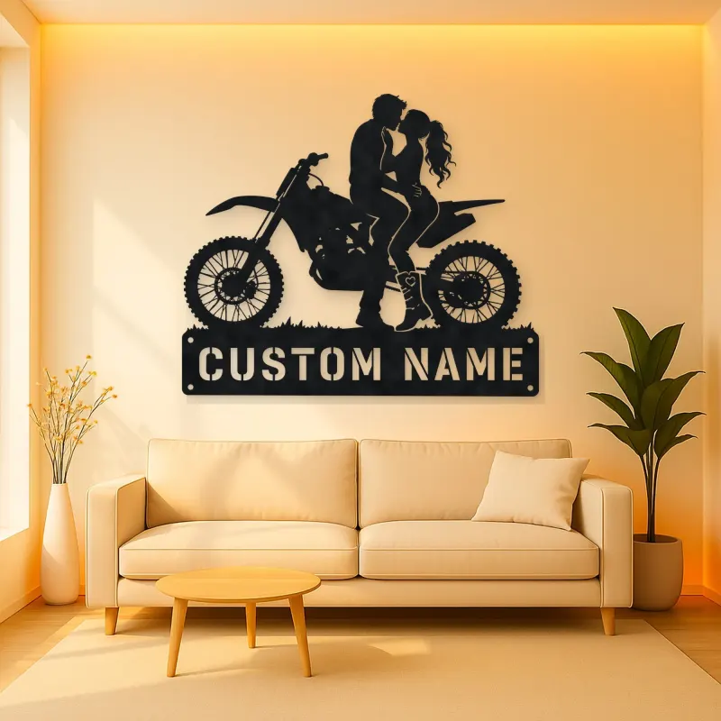 Personalized Dirt Bike Couple Metal Wall Art