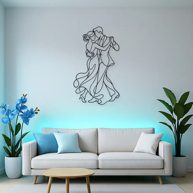 Dancing Close Embrace Metal Wall Art | Romantic Couple Decor