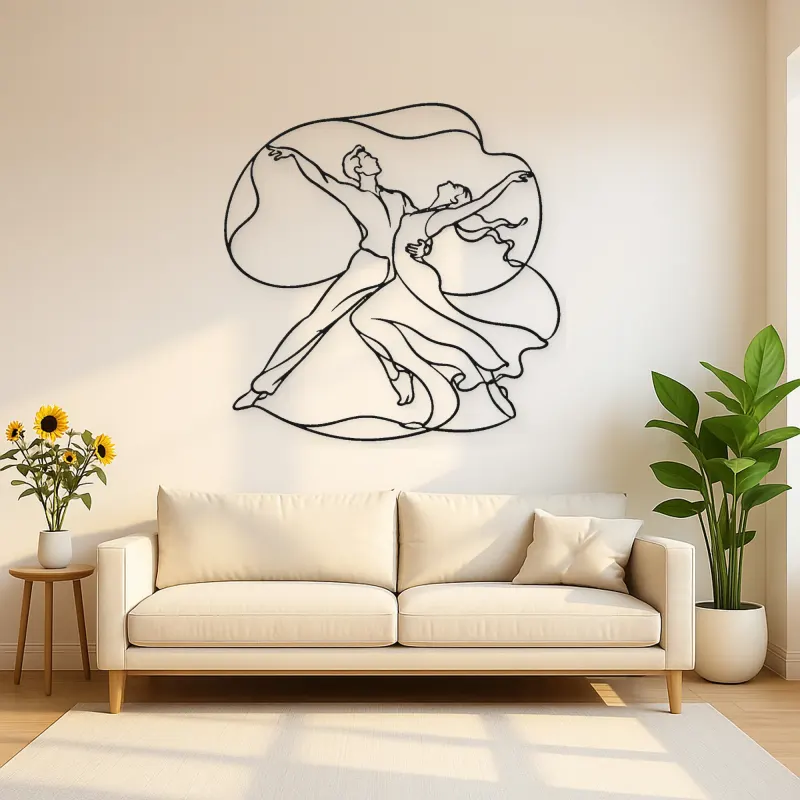 Contemporary Duet Curve Metal Wall Art | Couple Dance Wall Decor