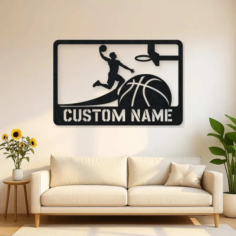 Personalized Basketball Slam Dunk Metal Wall Art
