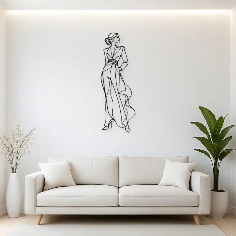 Sculptural Dress Muse Metal Wall Art | Fashion Figure Wall Decor