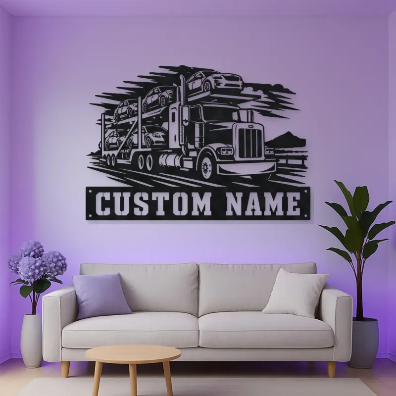 Personalized Car Carrier Semi Truck Metal Wall Art