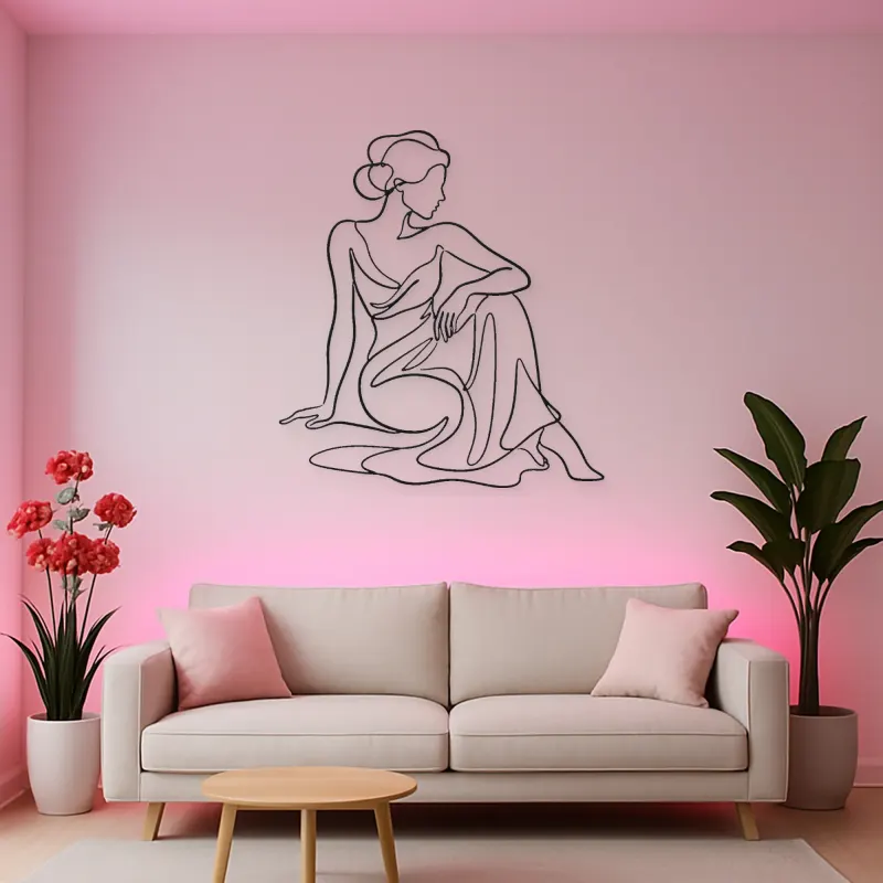 Poised Seated Woman Metal Wall Art | Fashion Figure Wall Decor