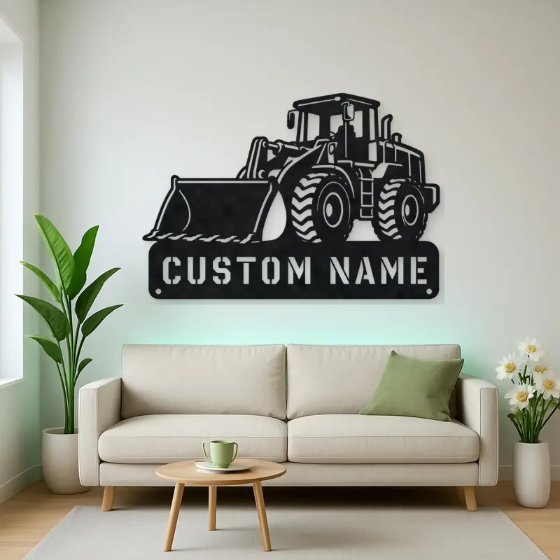 Personalized Large Wheel Loader Low Bucket Metal Wall Art